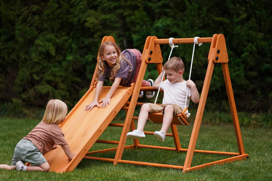MiniAdventures Toddler Playset (3 in 1) Foldable Slide, Swing & Climber | Indoor & Outdoor