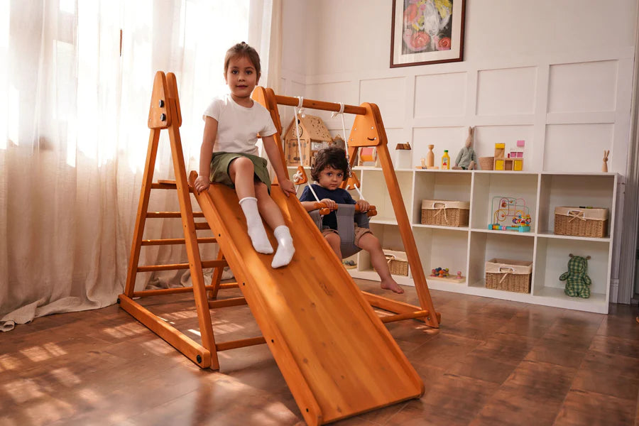 MiniAdventures Toddler Playset (3 in 1) Foldable Slide, Swing & Climber | Indoor & Outdoor